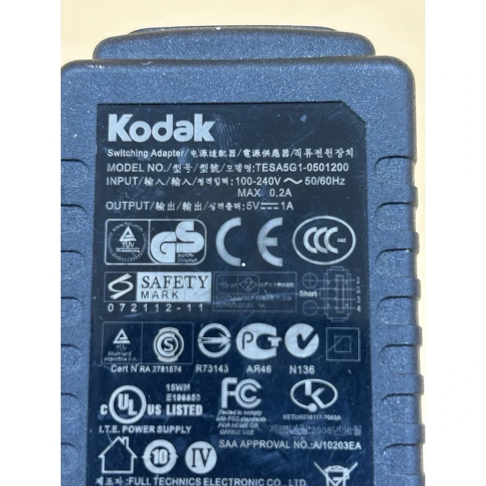Kodak TESA5G1-0501200 USB Wall Charger Adapter 5V 1A Black OEM Camera Power